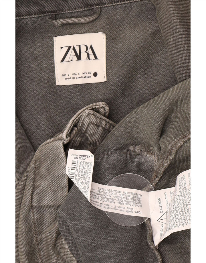 Cappotto in denim oversize da donna Zara UK 10 piccolo cotone grigio