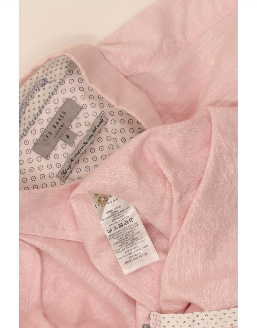 Camicia da uomo Ted Baker taglia 2 piccola in lino rosa