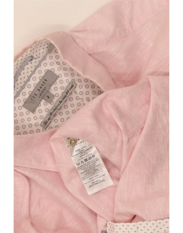 Camicia da uomo Ted Baker taglia 2 piccola in lino rosa