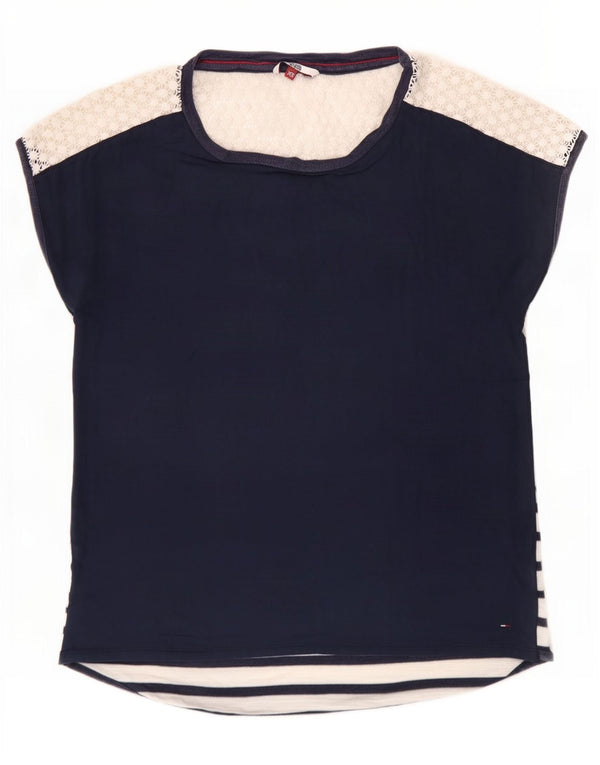 Camicetta da donna Tommy Hilfiger Top UK 6 XS Blu navy Colourblock Viscosa