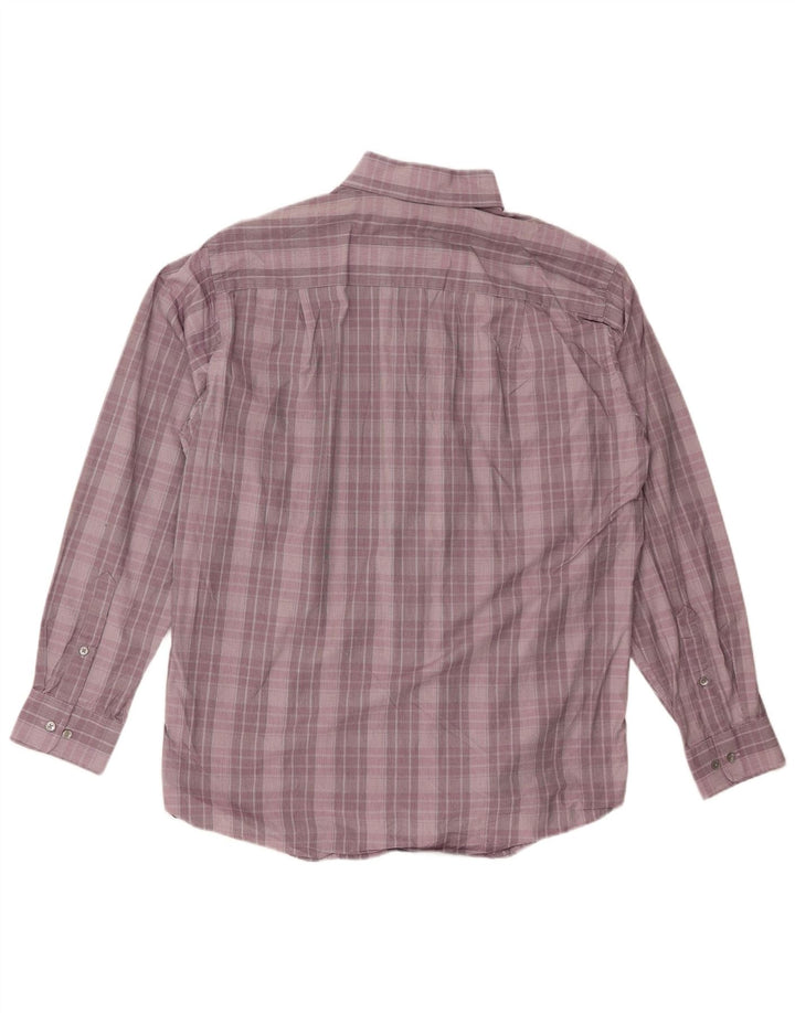 CALVIN KLEIN Camicia da uomo vestibilità regolare taglia 16 grande cotone a quadri viola
