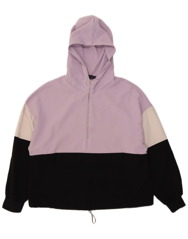 Maglione con cappuccio e zip da donna Zara UK 18 XL Poliestere color block viola