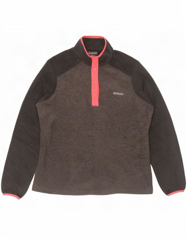 Maglione in pile da donna Columbia con collo a bottoni UK 16 Large Grey Colourblock
