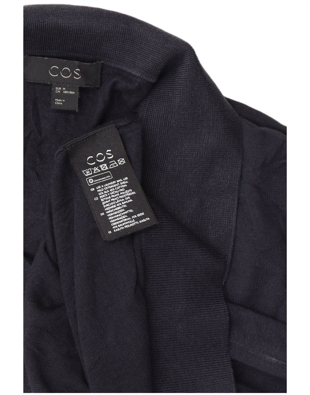 Maglione Cos da uomo con collo alto in seta blu navy medio