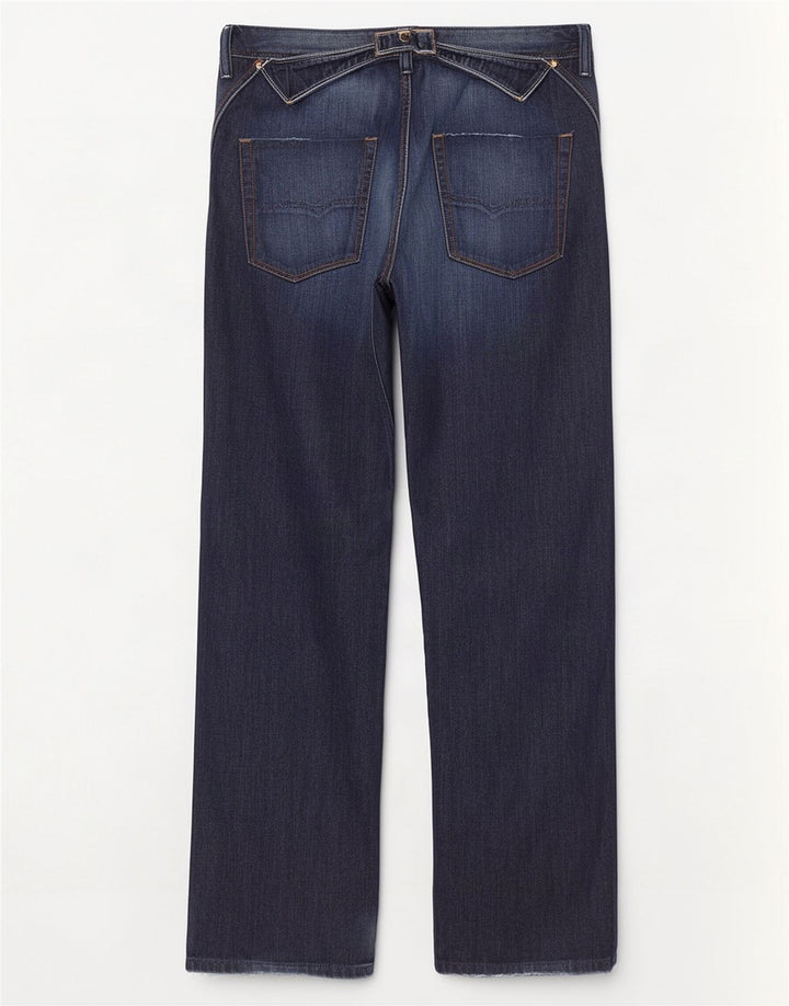 Jeans dritti invecchiati Pheyo da uomo Diesel W33 L34 cotone blu navy