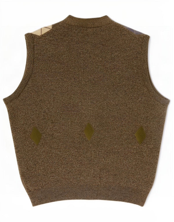 Kerry Maglione cardigan senza maniche classico da uomo XL Khaki Argyle/Diamond