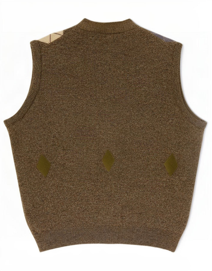 Kerry Maglione cardigan senza maniche classico da uomo XL Khaki Argyle/Diamond