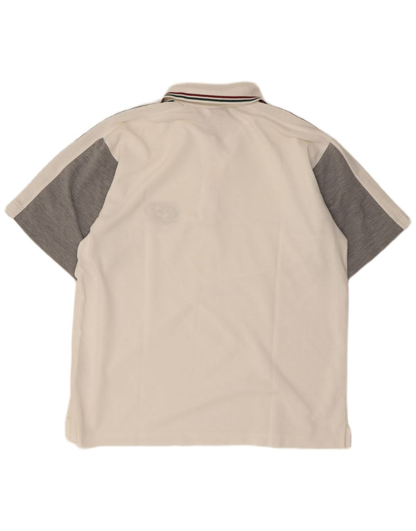 Polo da uomo Lotto Large in cotone color block bianco