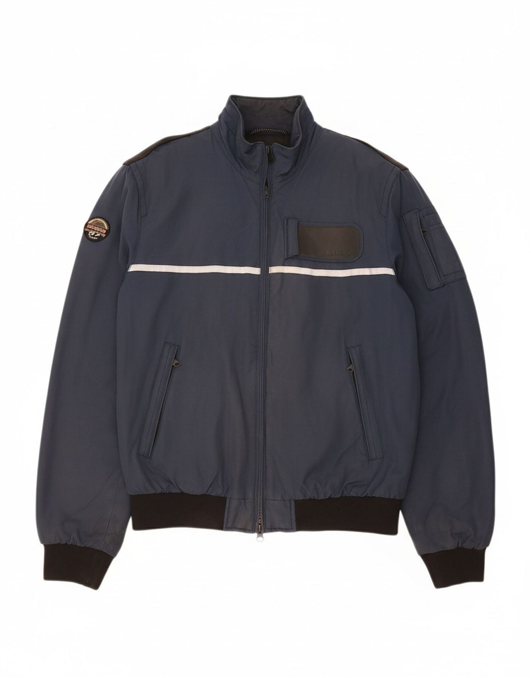 MUSEUM Mens Padded Bomber Jacket UK 38 Medium Navy Blue Polyamide