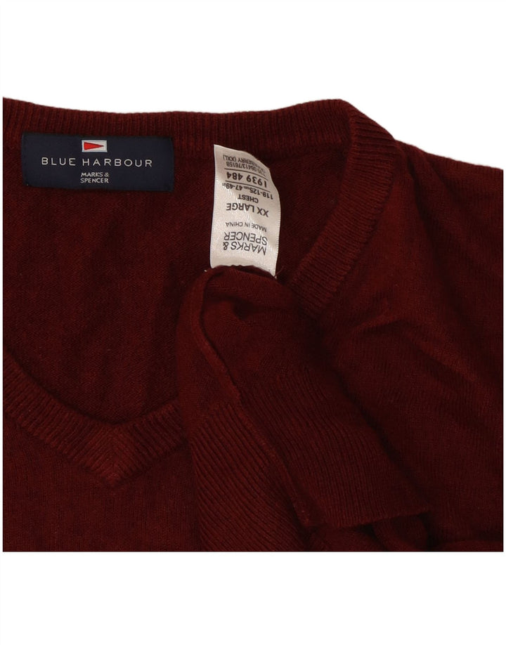Maglione da uomo con scollo a V blu Harbour Marks & Spencer 2XL Borgogna