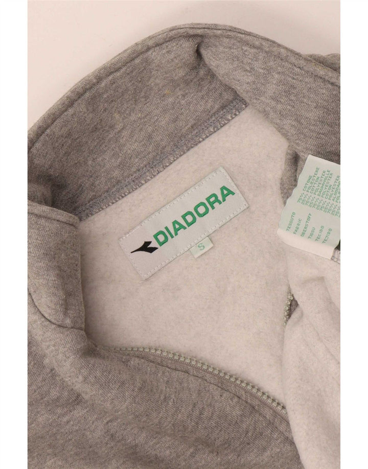 Felpa Diadora da uomo con grafica con zip e collo, piccola, in cotone grigio