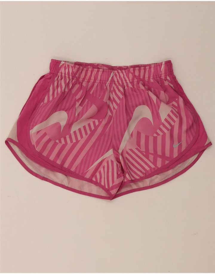 NIKE Womens Dri Fit Graphic Sport Shorts UK 12 Medium  Pink Polyester Vintage Nike and Second-Hand Nike from Messina Hembry 