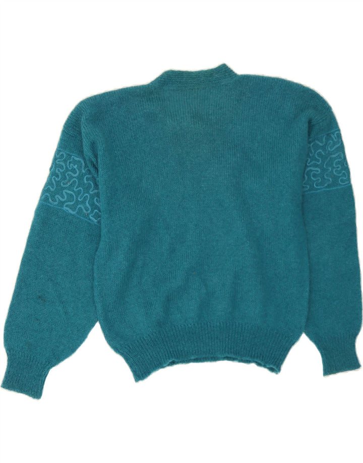 VINTAGE Womens Front Tie Crew Neck Jumper Sweater UK 16 Large Blue Vintage Vintage and Second-Hand Vintage from Messina Hembry 