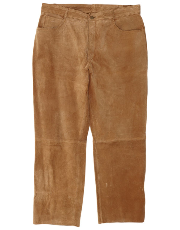 Pantaloni dritti da uomo in pelle scamosciata JCC W40 L30 in pelle beige
