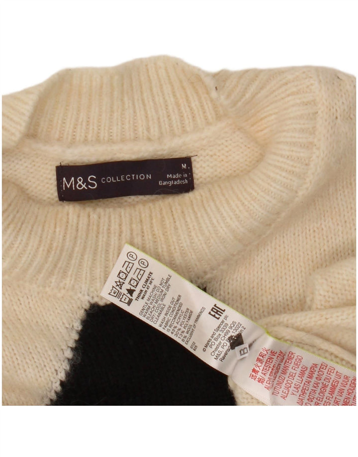 Maglione maglione girocollo da donna Marks & Spencer UK 14 medio bianco