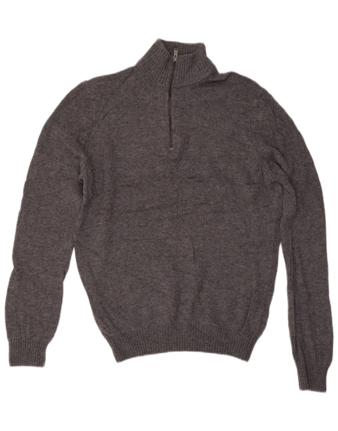 Maglione da uomo Marks & Spencer con zip e collo in lana grigio medio
