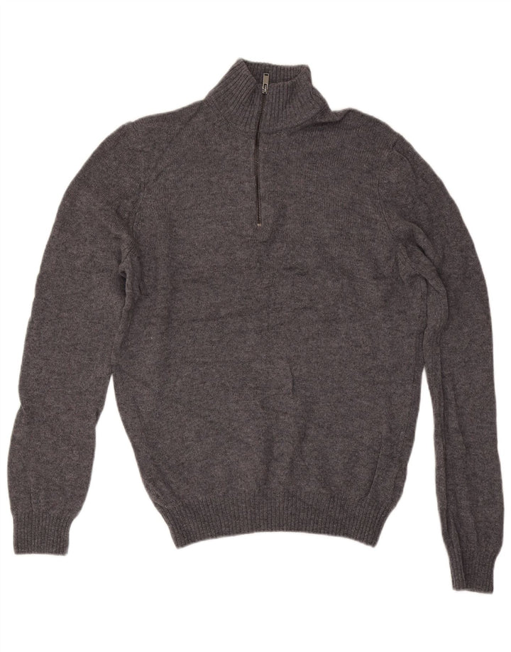 Maglione da uomo Marks & Spencer con zip e collo in lana grigio medio
