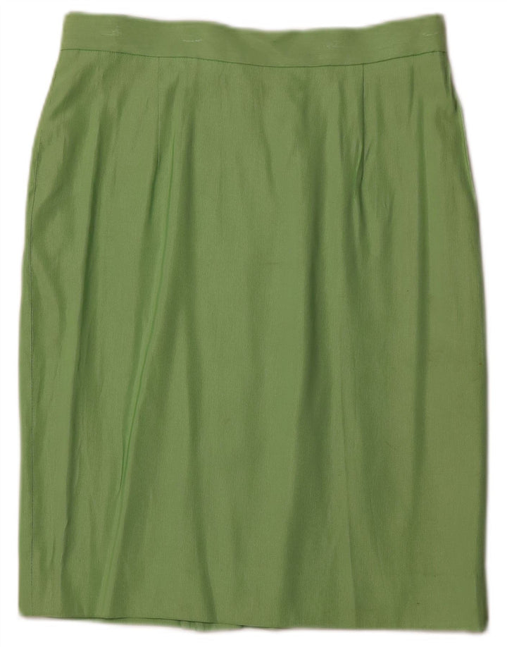 Gonna a tubino da donna VINTAGE IT 46 grande W30 cotone gessato verde