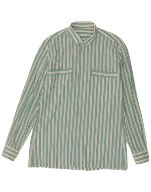 Camicia vintage da uomo a righe verde medio
