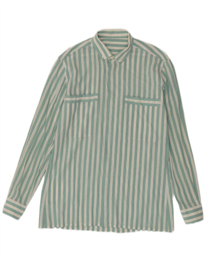 Camicia vintage da uomo a righe verde medio