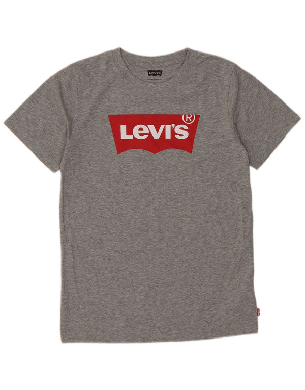T-shirt grafica da ragazzo Levi's Top 15-16 anni in cotone grigio screziato
