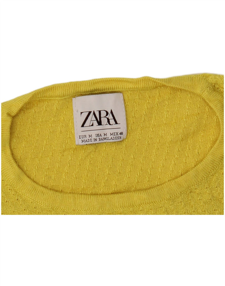 Maglione maglione girocollo da donna Zara UK 12 giallo medio