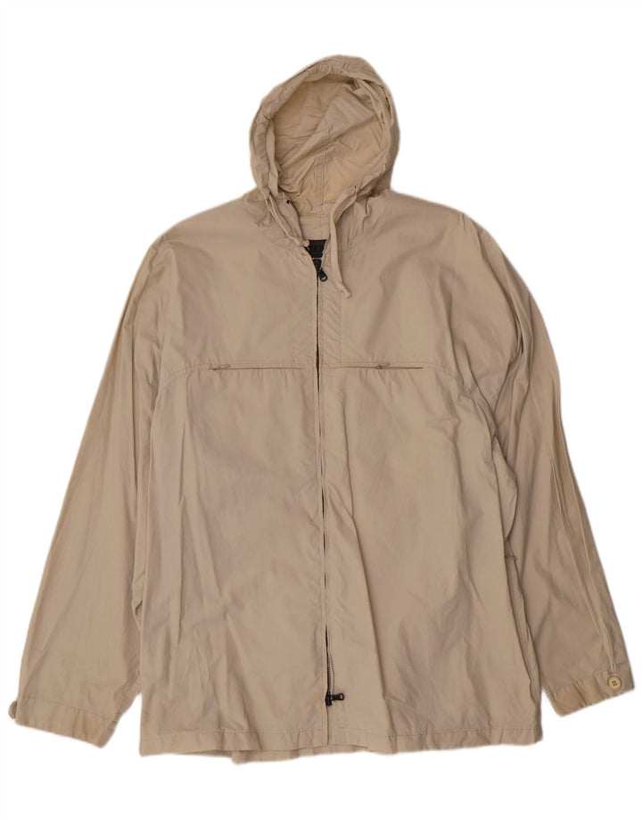 ICEBERG Mens Hooded Windbreaker Jacket IT 48 Medium Beige Cotton