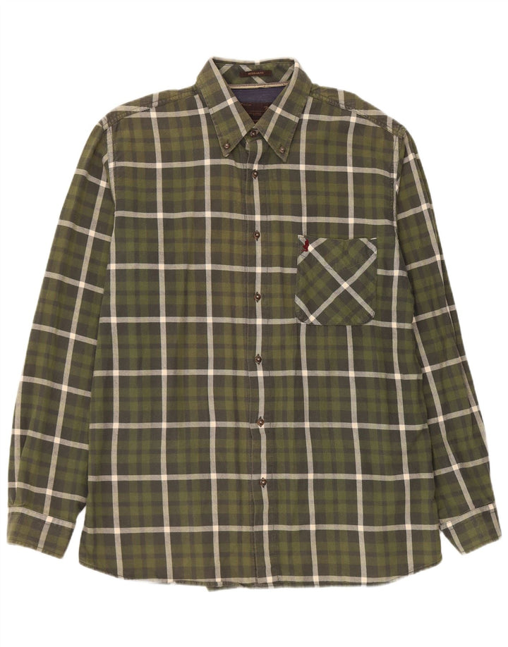 Camicia in flanella da uomo Marlboro Classics XL in cotone a quadri verdi