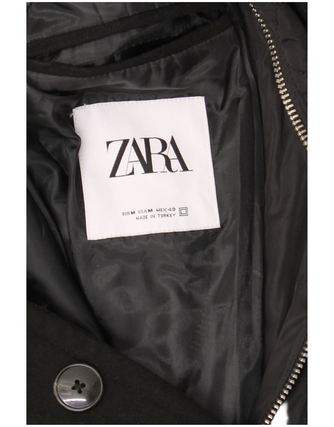 Cappotto da uomo Zara UK 38 poliestere nero medio