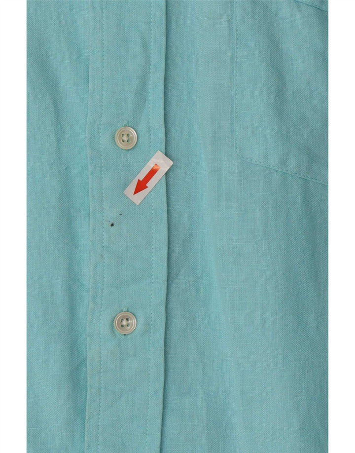 Camicia da uomo Faconnable in lino blu medio