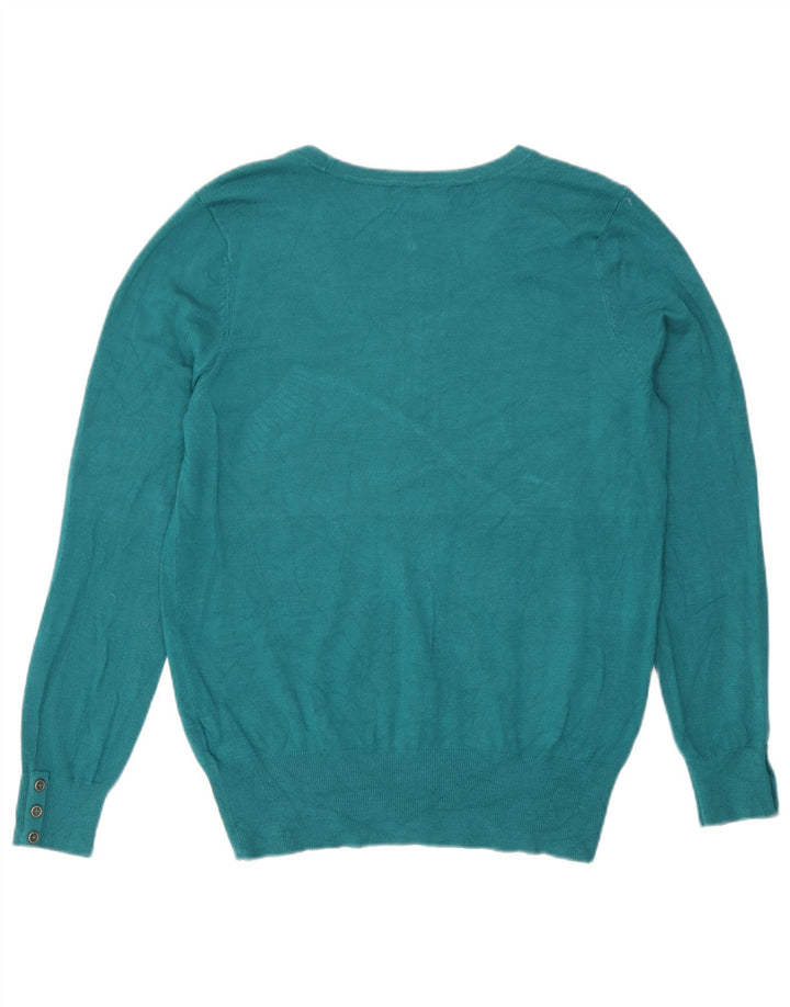Maglione da donna Marks & Spencer con scollo a V UK 16 Large Turchese Viscosa