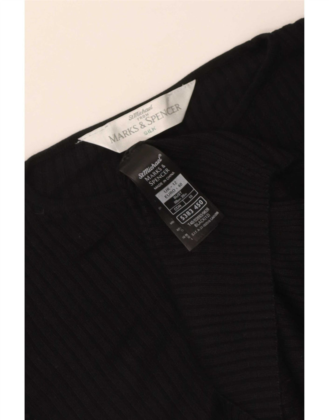 Top camicetta da donna Marks & Spencer UK 12 seta media nera