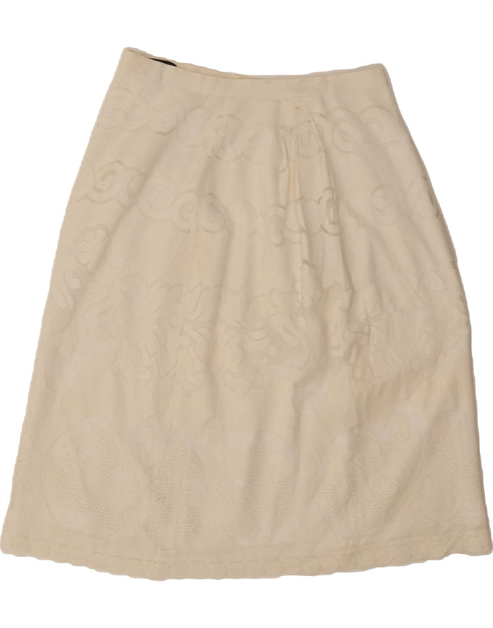 J. CREW Womens A-Line Skirt US 8 Medium W30  White Floral Cotton Vintage J. Crew and Second-Hand J. Crew from Messina Hembry 