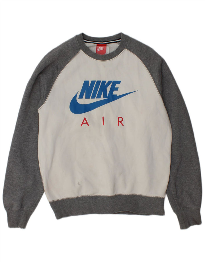 Felpa con grafica Nike da uomo, piccola, in cotone color block grigio