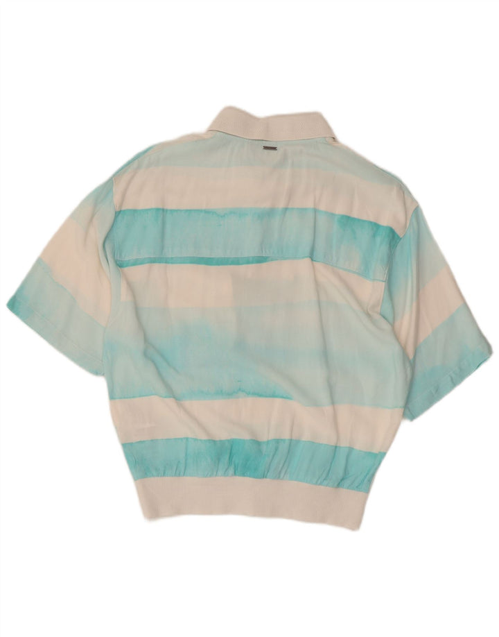 Volcom Donna Manica Corta Pullover Camicia Camicetta UK 6 XS Bianco Colourblock