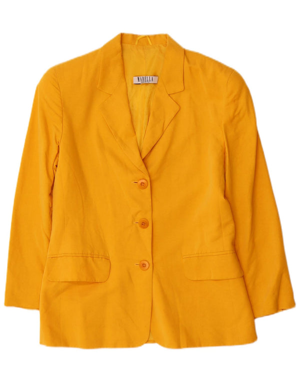 Giacca blazer a 3 bottoni da donna Marella UK 10 piccola viscosa gialla