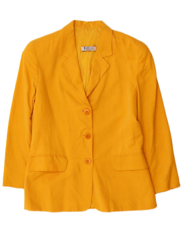 Giacca blazer a 3 bottoni da donna Marella UK 10 piccola viscosa gialla