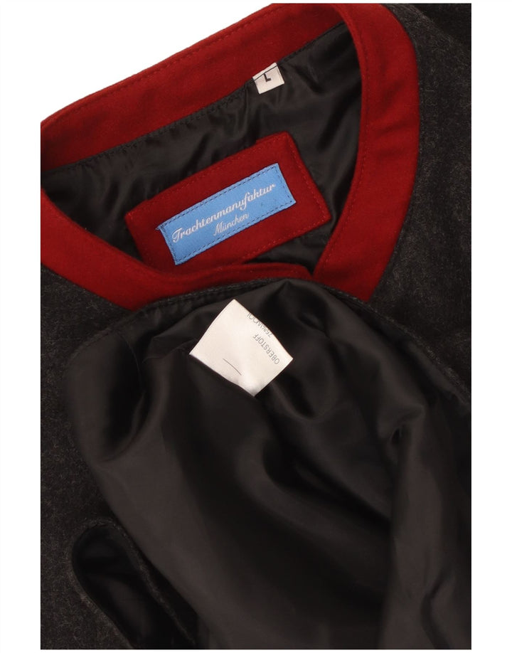 Gilet vintage da uomo grande in lana grigia
