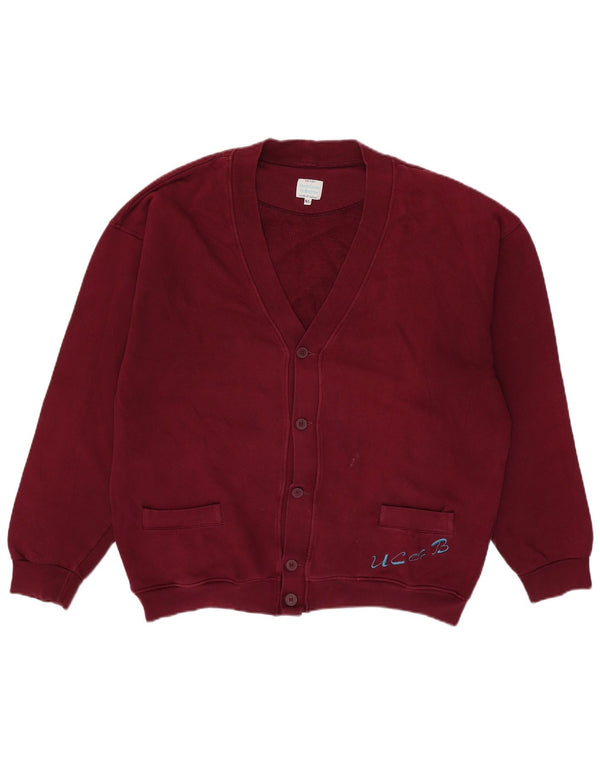 Maglione cardigan da uomo Benetton XL in cotone bordeaux