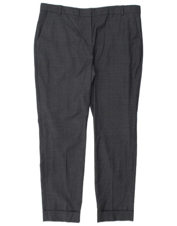 Pantaloni chino dritti da donna JIGSAW UK 14 Large W34 L28 Grigio maculato