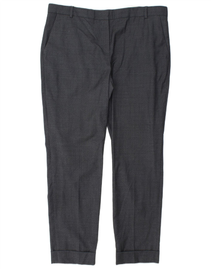 Pantaloni chino dritti da donna JIGSAW UK 14 Large W34 L28 Grigio maculato