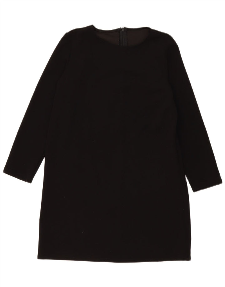 Abito a trapezio vintage da donna a maniche lunghe UK 14 medio nero