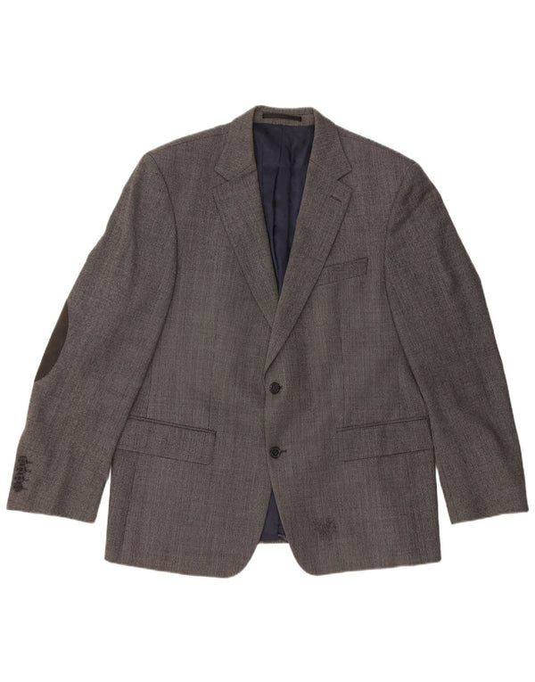 PIERRE CARDIN Giacca blazer a 2 bottoni da uomo UK 40 Large Grigio Lana Vergine