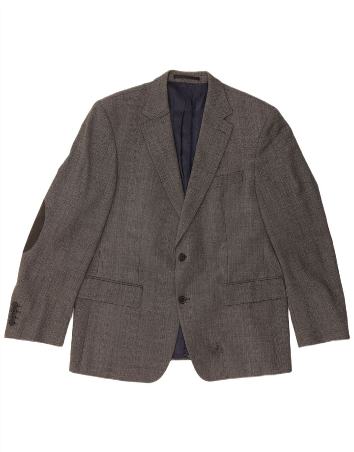 PIERRE CARDIN Giacca blazer a 2 bottoni da uomo UK 40 Large Grigio Lana Vergine