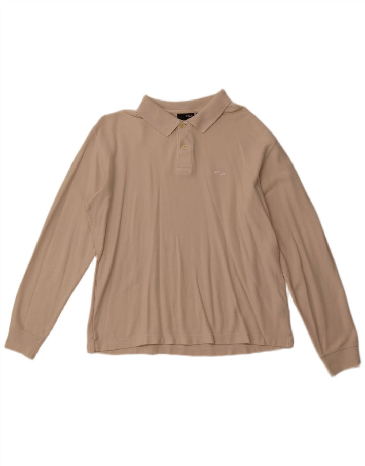 Polo da uomo a maniche lunghe FILA beige medio