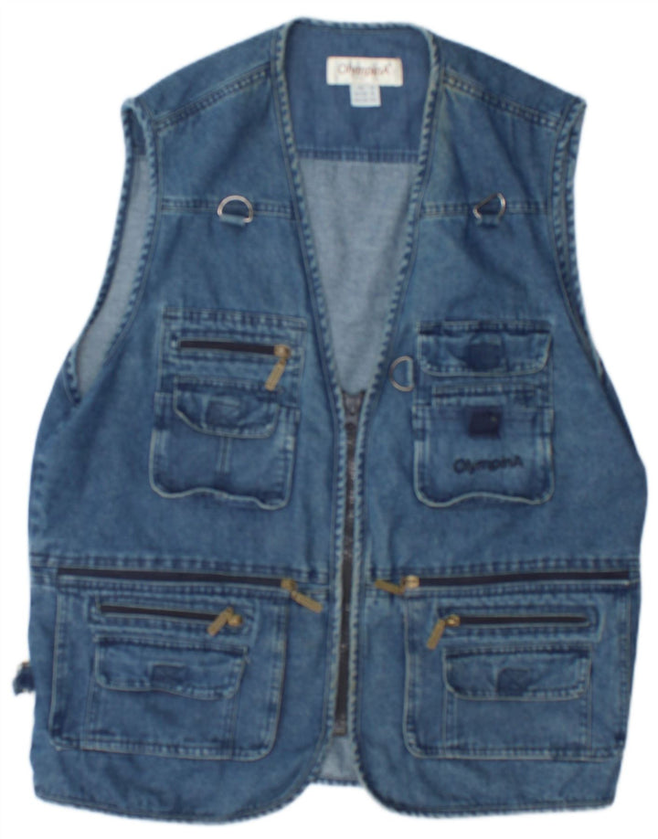 Gilet utility denim da uomo Olympia UK 38 cotone blu medio