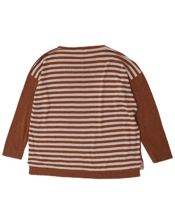 Maglione maglione con scollo a barca da donna White Stuff UK 20 2XL Cotone a righe marrone
