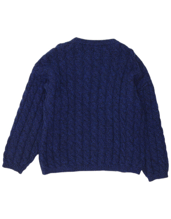 Maglione da uomo con scollo a barca Benetton IT 50 medio blu navy in lana vergine