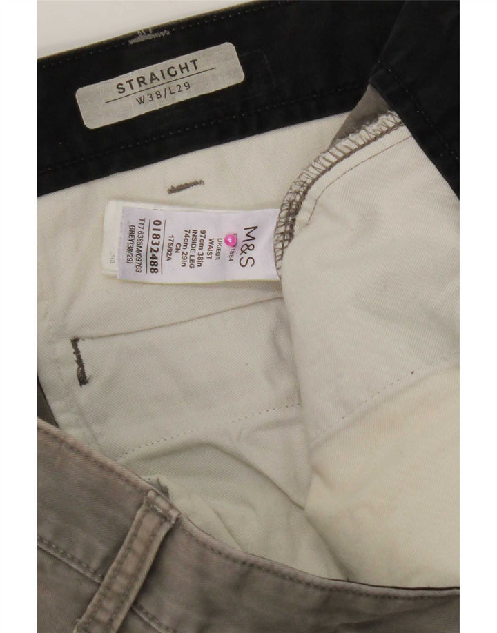 Pantaloni chino dritti da uomo Marks & Spencer W38 L29 cotone grigio