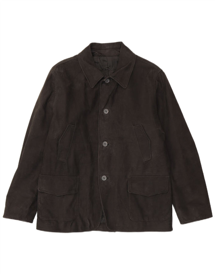 Giacca in pelle vintage da uomo IT 50 grande in pelle nera
